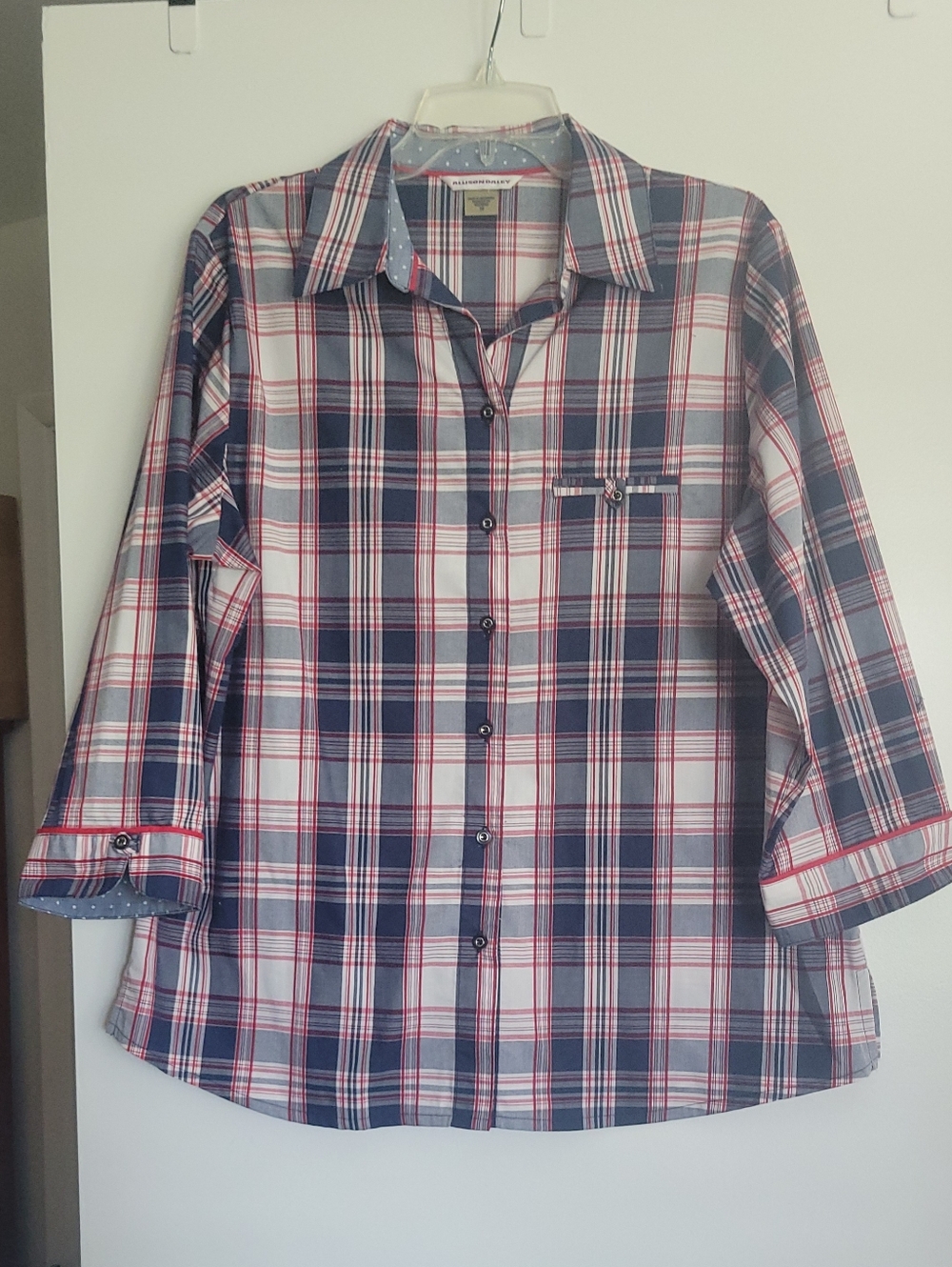 Allison Daley Plaid Shirt 3/4 Sleeve